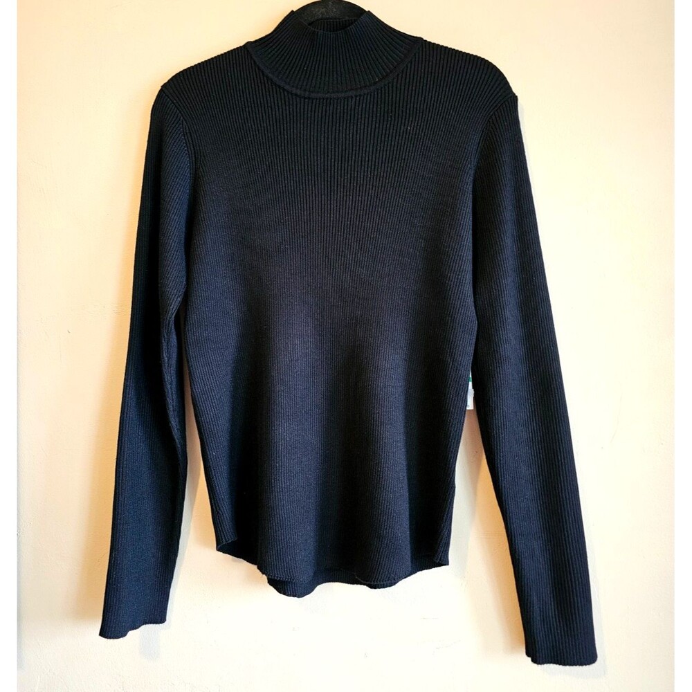 Karen Kane Women's Black Long Sleeve ribbed  Pullover NWT, mock neck Sz L